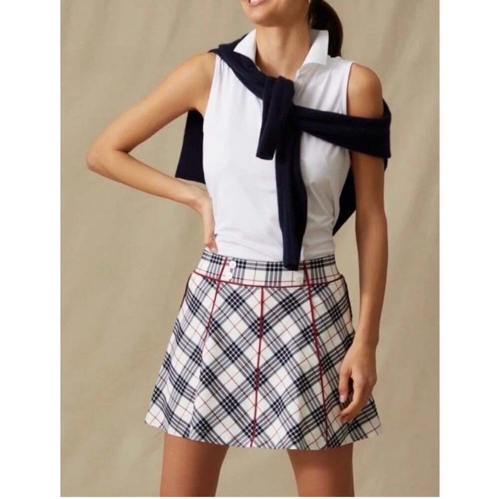 Tuckernuck NEW Americana Plaid 15 Inch Woven Renee Golf Skort Red Navy Size, S